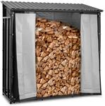Hillvert Kaminholzregal mit Plane und Dach 800 kg 191 x 89 x 192,5 cm schwarz