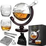 MikaMax Whiskey Karaffe Globus Set &ndash; Whisky Globe Decanter Set, Inklusive Whisky