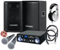 McGrey DJ Karaoke Komplettset PA Anlage Party-1500 (Lautsprecher, 2 x 400 Watt,