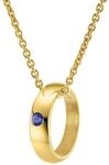 trendor Anh&auml;nger Taufring Gold 333 mit Saphir an goldplattierter Kette |...