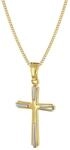 trendor Kreuz-Anh&auml;nger 333 Gold Zweifarbig mit goldplattierter Kette 68428 