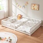[en.casa] Kinderbett Tanna Bodenbett 140 x 200 cm Holzbett f&uuml;r Kinder mit