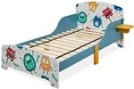 Relaxdays Kinderbett, HBT: 60x94x143 cm, Kleinkindbett mit Ablage, Rausfallschutz,