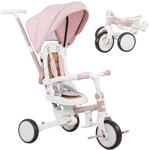 AIYAPLAY Dreirad 5-in-1 mit Schubstange f&uuml;r 1-3 Jahre Faltbar Rosa |...