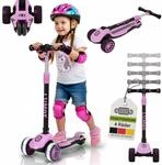 Juskys Kinderroller Lumox klappbar mit LED-Rollen | Dreiradscooter ohne Akku,