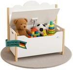 Coemo Spielzeugtruhe mit Sitzbank, Holztruhe Wei&szlig; Trudi 60&times;26&times;55 cm |...