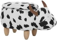 Beliani Tierhocker mit Stauraum Wei&szlig; Stoff Tier Kuh Kinderhocker Fu&szlig;hocker 