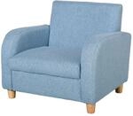 HOMCOM Kindersessel Leinen-Optik f&uuml;r Kinder 3-5 Jahre 49 x 45 x 44 cm Blau 