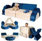 Relaxdays Kinder-Spielsofa, modular, 10-tlg., weiche Bausteine, blau | Kindercouch,
