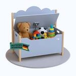 Coemo Spielzeugtruhe mit Sitzbank, Holztruhe Grau Trudi 60&times;26&times;55 cm |...