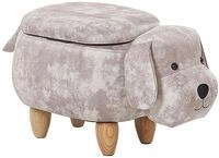 Beliani Tierhocker mit Stauraum Beige Samtstoff Tier Hocker f&uuml;r Kinder | Stoff,