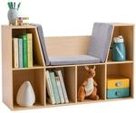 HOMCOM B&uuml;cherregal Kinder mit Sitzbank 6 F&auml;chern 103 x 30 x 62 cm Natur | 3...