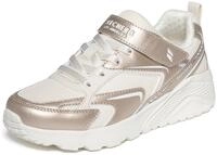Skechers M&auml;dchen UNO Lite Vista Strike Turnschuhe, Natural Synthetic/Gold Trim