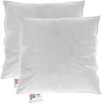 Homescapes F&uuml;llkissen 30x30 cm &ndash; 2er-Set Federkissen mit Daunen &...