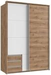 luma-Home 22670/ Schwebet&uuml;renschrank 2-t&uuml;rig,Eiche Dekor&Wei&szlig;, Passepartout 