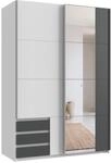 luma-Home 22675/ Schwebet&uuml;renschrank 2-TRG, Wei&szlig;,Absetzungen Grafit,Spiegel 