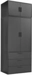 mokebo Kleiderschrank 234cm H&ouml;he in Schwarz 2-t&uuml;rig & 3 Schubladen 'Der