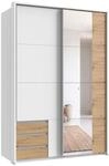 luma-Home 22683/ Schwebet&uuml;renschrank 2-t&uuml;rig, Wei&szlig;&Eiche Artisan, Spiegel 