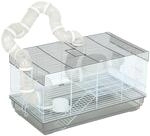 PawHut Hamsterk&auml;fig, 2 Ebenen f&uuml;r Zwerghamster, 23"x13"x12" Grau | Rennmausgehege,