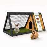 zooprinz Kleintierhaus mit Freigehege &ndash; kompaktes Hasenhaus aus massivem