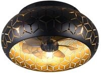 meineWunschleuchte Decken-Leuchte Ventilator & Fernbedienung Schwarz Gold | &Oslash;...