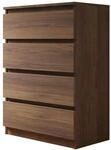 Mirjan24 Kommode Malwa M4 mit 4 Schubladen (Nuss Warmia) | Griffloses Sideboard...