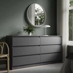 Home Collective Kommode mit 6 Schubladen Kommode Anthrazit Holz Schrank Kommode...