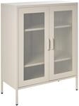 Metallschrank mit 2 T&uuml;ren hellbeige Stahl K&uuml;chenschrank Industrie Wakatipu
