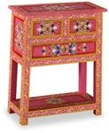 vidaXL Sideboard mit Schubladen Massivholz Mango Rosa Handbemalt