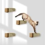 Rohrschneider Katzentreppe f&uuml;r Katzenwand, GEFLAMMT, Sisalseil (4er Set)
