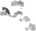 PawHut Kletterwand Katzen 4-teilig mit Kratzb&auml;umen Set bis 5 kg Hellgrau | Stufen,