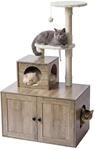 Relaxdays Kratzbaum mit Katzenkloschrank, HBT: 133x78x49 cm, Hellbraun | Sisalst&auml;mme