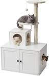 Relaxdays Kratzbaum mit Katzenkloschrank, HBT: 133x78x49 cm, wei&szlig; | Sisalst&auml;mme &