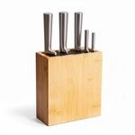 Relaxdays Messerblock unbest&uuml;ckt, Bambus, Borsteneinsatz, HxBxT: 26x 23 x 11,5 cm,