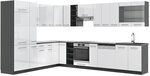 Vicco Eckk&uuml;che Fame-Line, Wei&szlig; Hochglanz/Anthrazit, 347 x 257 cm | 16 Module...