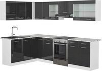 Vicco Eckk&uuml;che R-Line, Anthrazit Hochglanz/Wei&szlig; 267 x 167 cm | AP Marmor, mit