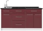 Vicco K&uuml;chenblock Fame-Line, Bordeaux Hochglanz/Wei&szlig; 150 cm | 3 Module &middot;