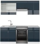 Vicco K&uuml;chenzeile Fame-Line, Dunkelblau Hochglanz/Wei&szlig;, 200 cm | 5 Module &middot;