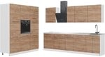 Vicco K&uuml;chenzeile Fame-Line, Goldkraft Eiche/Wei&szlig; 460 cm | 12 Module &middot;