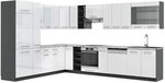 Vicco Eckk&uuml;che Fame-Line, Wei&szlig; Hochglanz/Anthrazit, 347 x 257 cm | 16 Module...