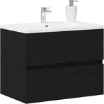 vidaXL Sp&uuml;lbeckenschrank Schwarz Eiche 60x38,5x45 cm Holzwerkstoff | Viel...