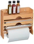 Relaxdays Wandrollenhalter 3 in 1, f&uuml;r Alufolie, Frischhaltefolie, K&uuml;chenrolle,