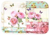 Lashuma Dekotablett eckig, Motiv: England Rosen, Modernes Tassentablett 45x31...