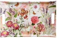 Lashuma Gro&szlig;es Esstablett 47x31 cm, Getr&auml;nketablett beige - rot Wildblumen,...