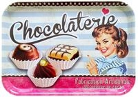 Lashuma Eckiges Desserttablett Motiv: Schokolade, Vintage Gl&auml;sertablett 38x26...