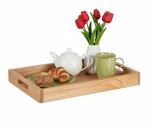 Relaxdays Serviertablett, Holz & MDF, HxBxT: 5 x 55 x 35 cm, Essenstablett mit