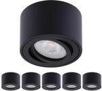 Oktaplex 6 St&uuml;ck Aufbauspot Lile Schwarz inkl. LED Modul 4,8W 380lm | 230V,...