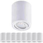 Oktaplex 9 St&uuml;ck Aufbaustrahler Wei&szlig; inkl. LED Modul dimmbar 5W 380lm | 230V,...