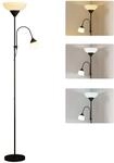 HOMCOM Stehlampe 2 Lampenk&ouml;pfen 3 Lichtfarben Schwarz 28x28x179,5 cm | Moderne