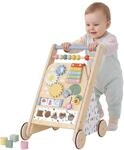 AIYAPLAY Baby Lauflernwagen Holz Gehhilfe mit R&auml;dern ab 18 Monaten | Regulierbare